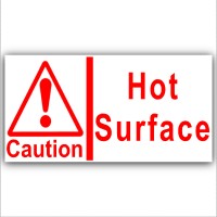 5 x Caution Hot Surface-43mm Small Self Adhesive Stickers, Red on White-Catering,Cafe,Restaurant,BAr,Pub,Kitchen-Health and Safety Sign 